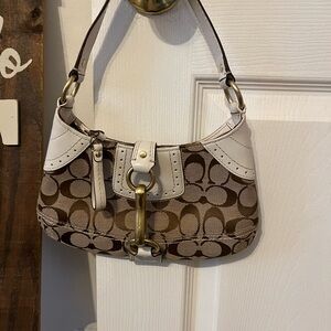 Coach Tan and Cream Shoulder Bag